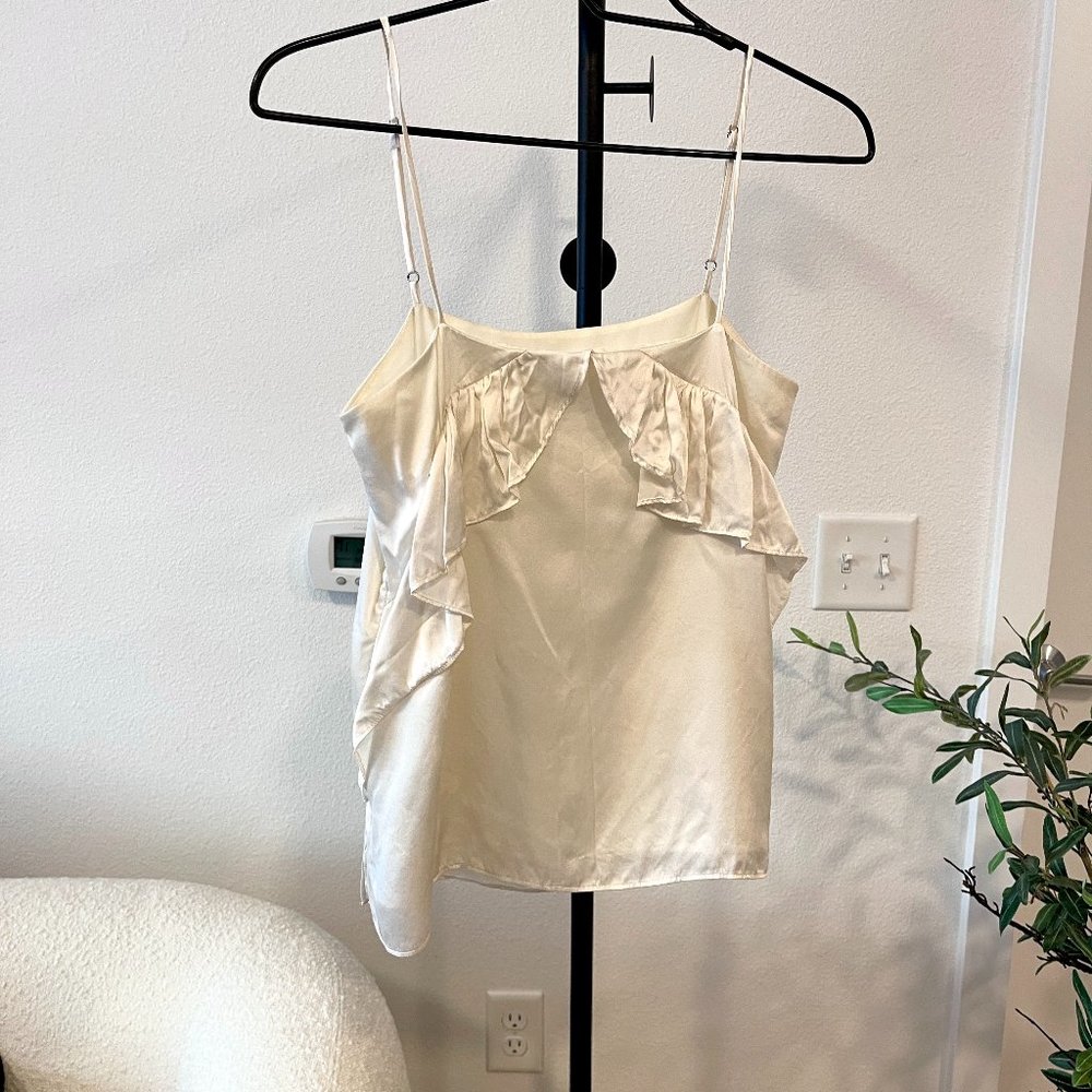 Cami NYC Ruffle Straight Neck White | XS
